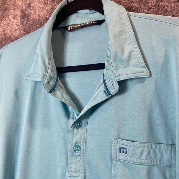 Travis Mathew Polo Shirt Mens 2XL XXL Light Blue Performance Timberstone Golf - Picture 4 of 11